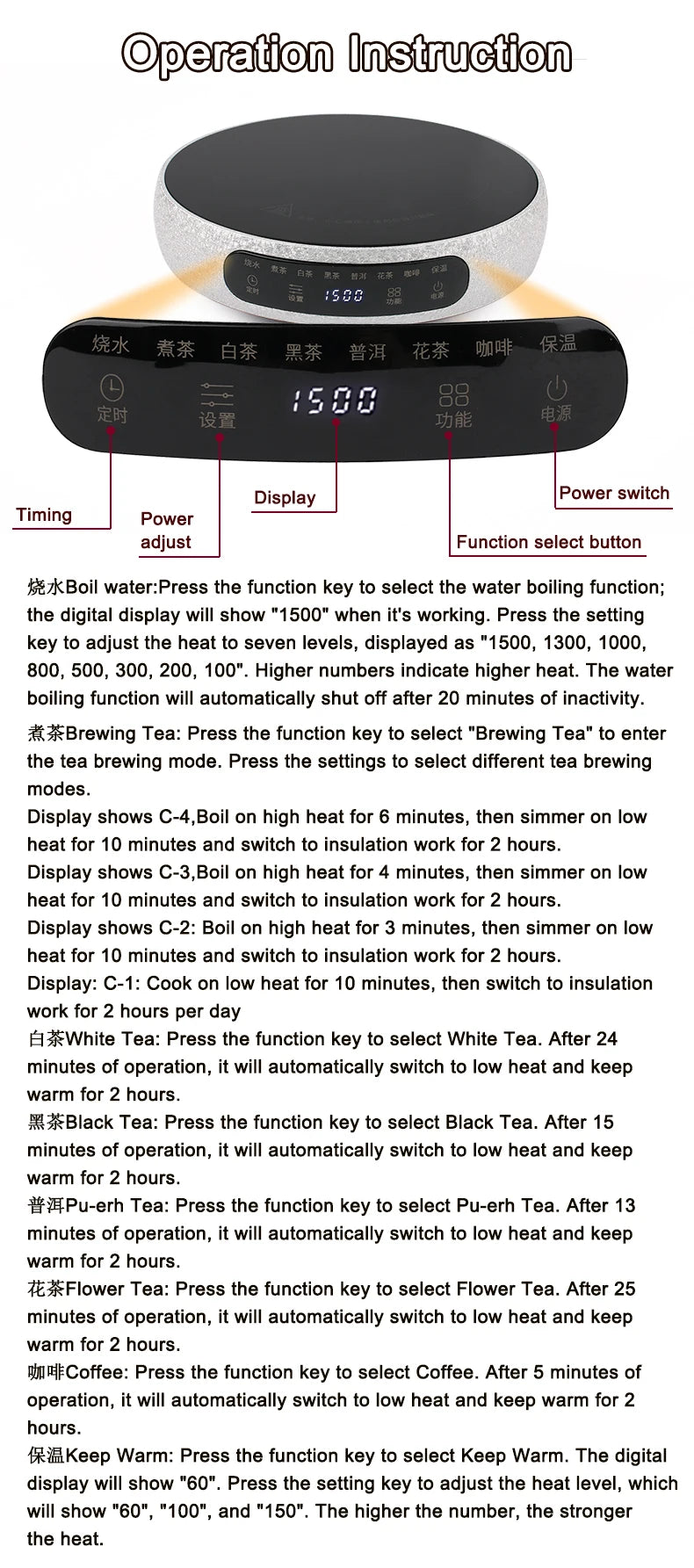 Mini Electric Ceramic Infrared Heating Stove Milk Water Boiler Heater Burner Stew Hotpot Induction Cooker Coffee Moka Countertop Act1ve Unlimited