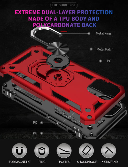 Tech Armor Ring Stand Grip Case with Metal Plate for iPhone 12 Mini Act1ve Unlimited