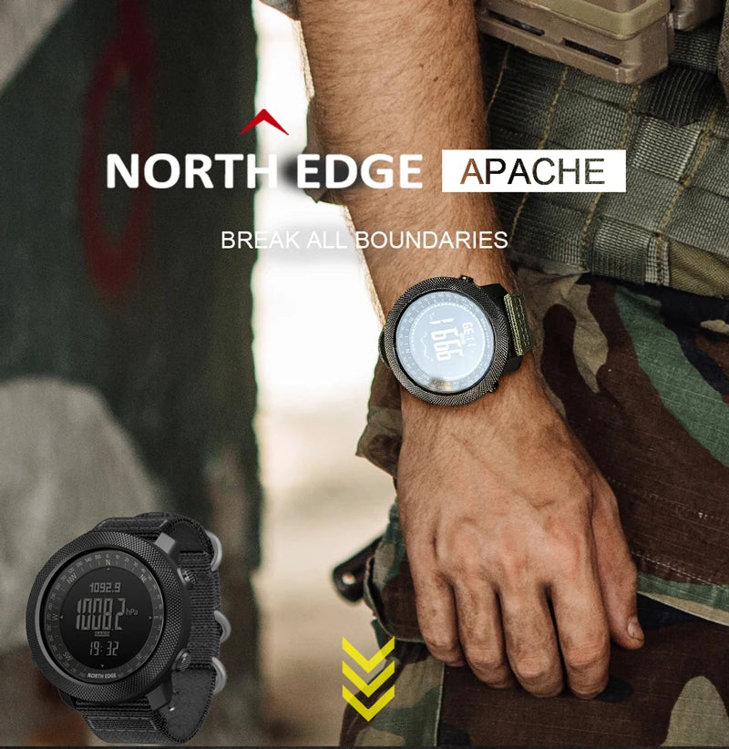 NORTH EDGE Men's sport Digital watch Hours Running Swimming Military Army watches Altimeter Barometer Compass waterproof 50m Act1ve Unlimited
