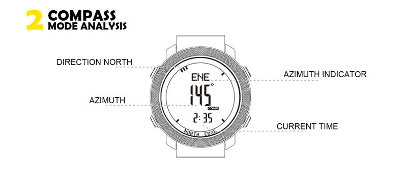 NORTH EDGE Men's sport Digital watch Hours Running Swimming Military Army watches Altimeter Barometer Compass waterproof 50m Act1ve Unlimited