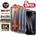 5PCS Privacy Screen Protector for iPhone 17 Pro Max 16 15 14 13 12 11 16e Plus Mini XR Dust Free Install Anti-Spy Tempered Glass Act1ve Unlimited