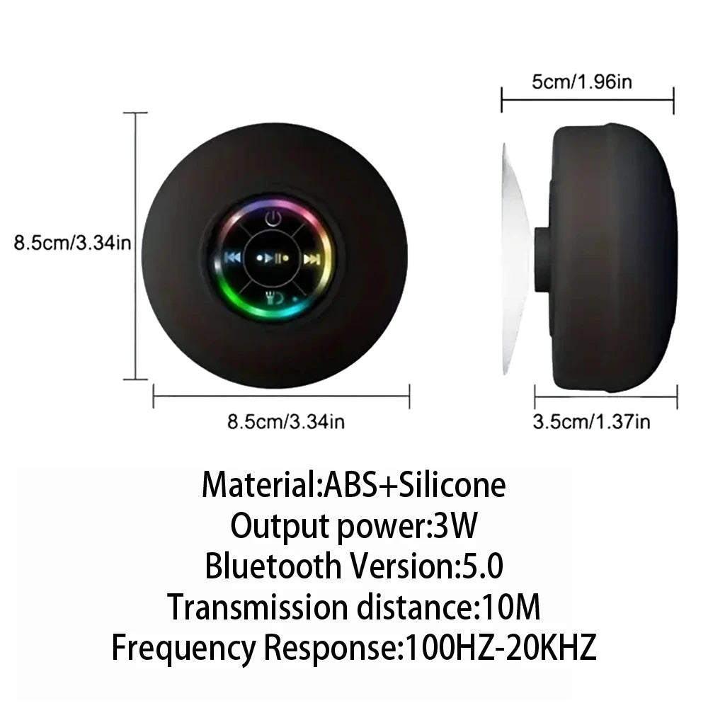 Portable Wireless Bluetooth Speaker LED Light IPX4 Waterproof Loudspeaker Outdoor Bathroom Large Suction Cup Stereo Sound Box Act1ve Unlimited