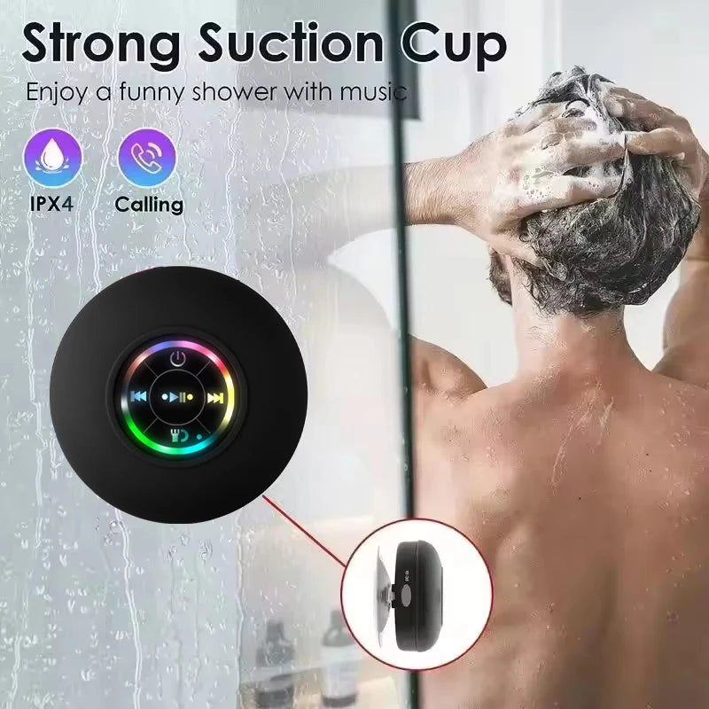 Portable Wireless Bluetooth Speaker LED Light IPX4 Waterproof Loudspeaker Outdoor Bathroom Large Suction Cup Stereo Sound Box Act1ve Unlimited