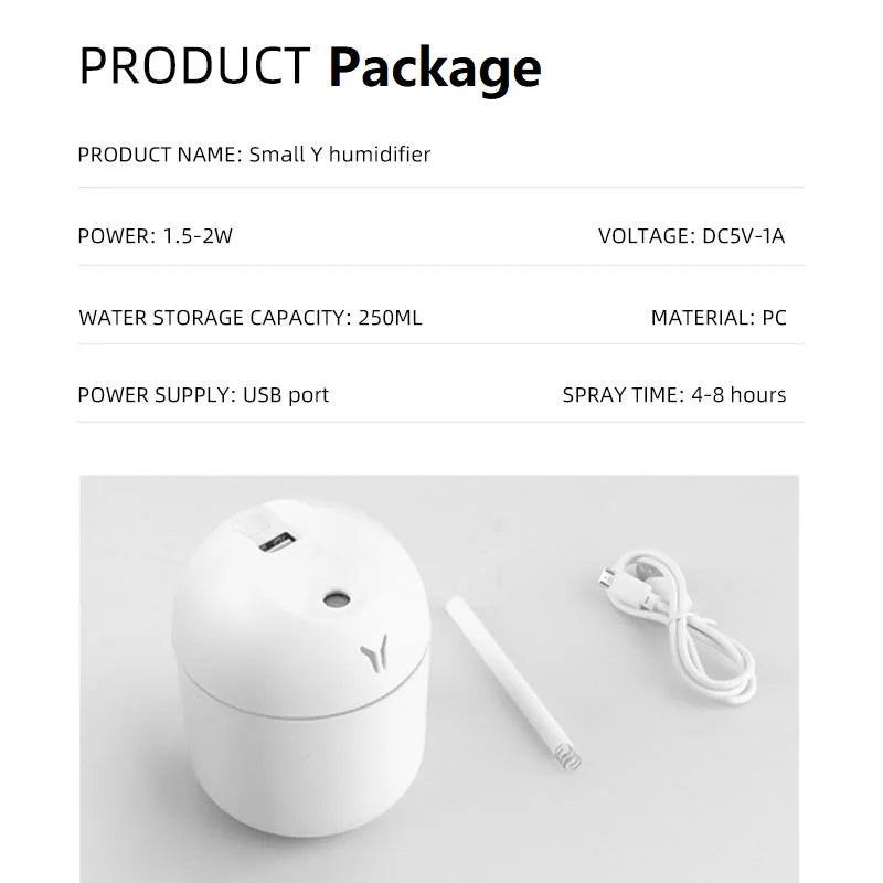 250ML USB Mini Air Humidifier Aroma Essential Oil Diffuser For Home Car Ultrasonic Mute Mist Maker Diffuser with LED Color Lamp Act1ve Unlimited