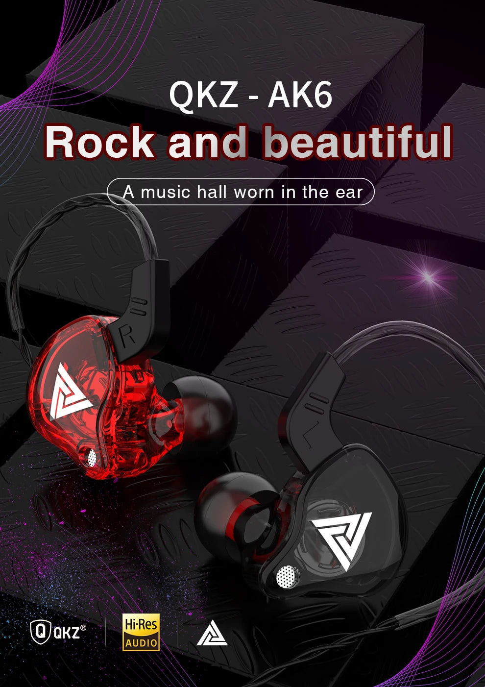 Original QKZ AK6 In Ear Earphone 6 Dynamic Driver Unit Headphone With Mic Stereo Sports HIFI Subwoofer Headset Monitor Earbuds Act1ve Unlimited