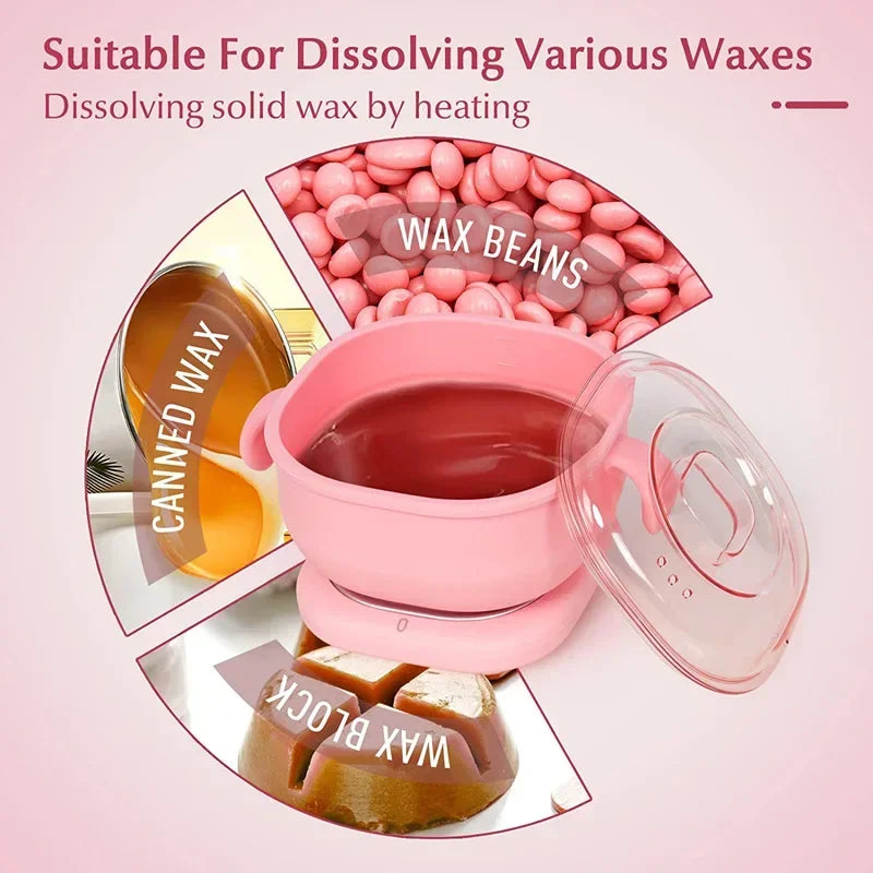 Foldable Wax Heater Hair Removal Wax Machine Portable Silicone Wax Warmer 400ML SPA Body Epilator Paraffin Wax Pot for Travel Act1ve Unlimited