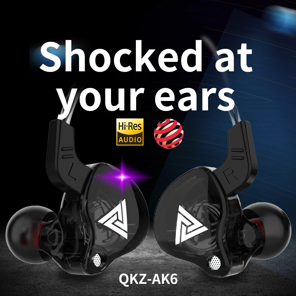 Original QKZ AK6 In Ear Earphone 6 Dynamic Driver Unit Headphone With Mic Stereo Sports HIFI Subwoofer Headset Monitor Earbuds Act1ve Unlimited