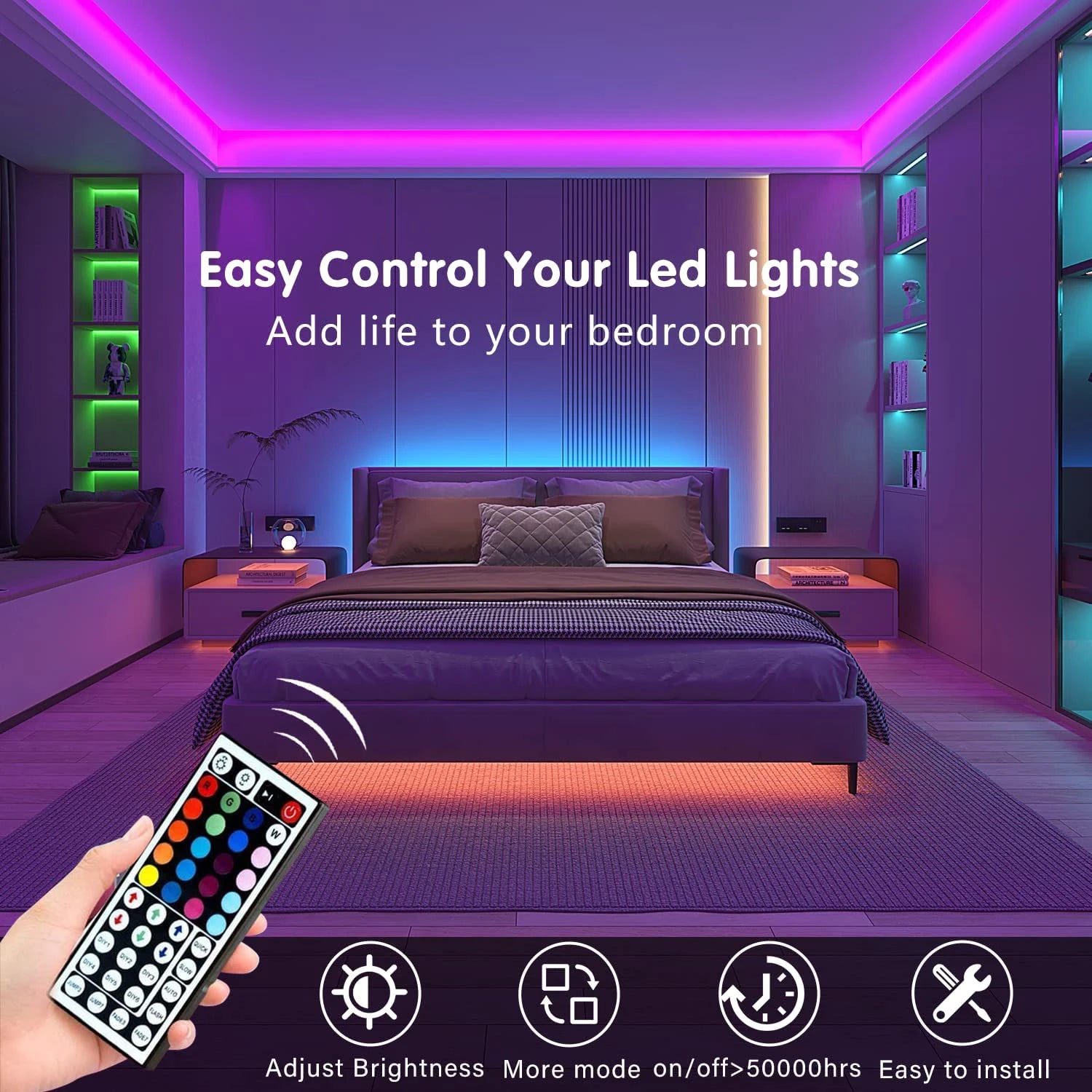 Led Strip Lights with 44 Key Remote Control 1m 5m 10m 20m RGB Tape Led Wall Room for Home Bedroom Party Decor TV Backlight Act1ve Unlimited