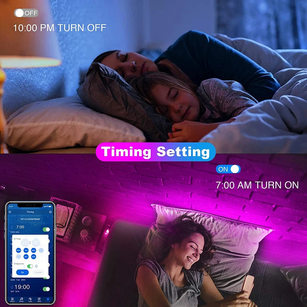 Bluetooth LED Strip Lights Smart SMD 5050 APP Remote Control Flexible Ribbon Diode Lamp Tape TV Backlights Game Room Home Decor Act1ve Unlimited