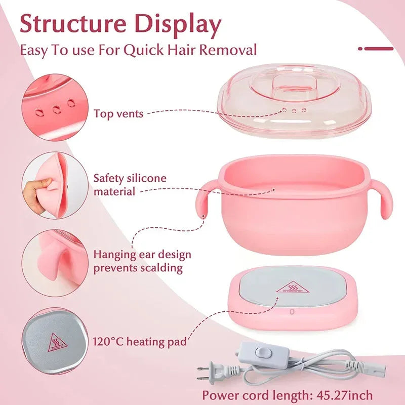 Foldable Wax Heater Hair Removal Wax Machine Portable Silicone Wax Warmer 400ML SPA Body Epilator Paraffin Wax Pot for Travel Act1ve Unlimited