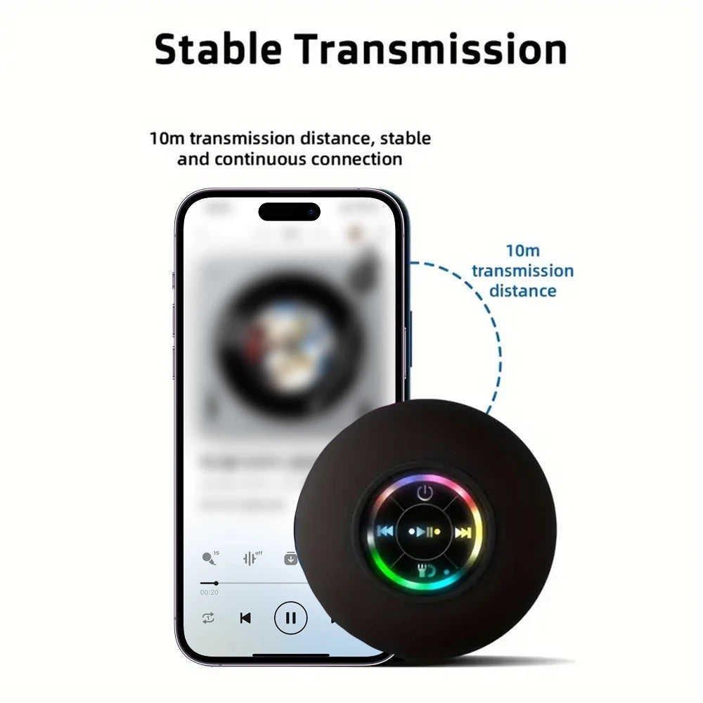 Portable Wireless Bluetooth Speaker LED Light IPX4 Waterproof Loudspeaker Outdoor Bathroom Large Suction Cup Stereo Sound Box Act1ve Unlimited