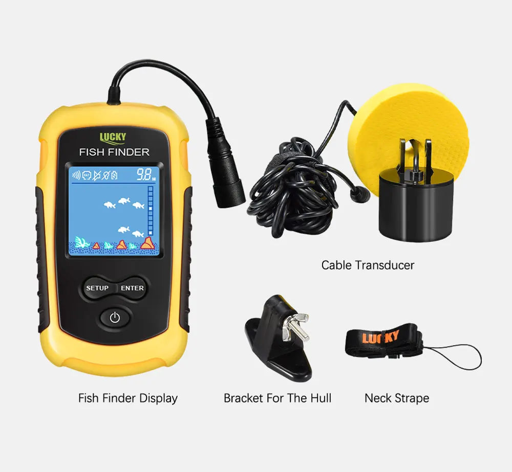 FFC1108-1 Alarm 100M Portable Sonar Fish Finders 45 degrees Sonar Coverage Echo Sounder Alarm Transducer Lake Sea Fishing Act1ve Unlimited