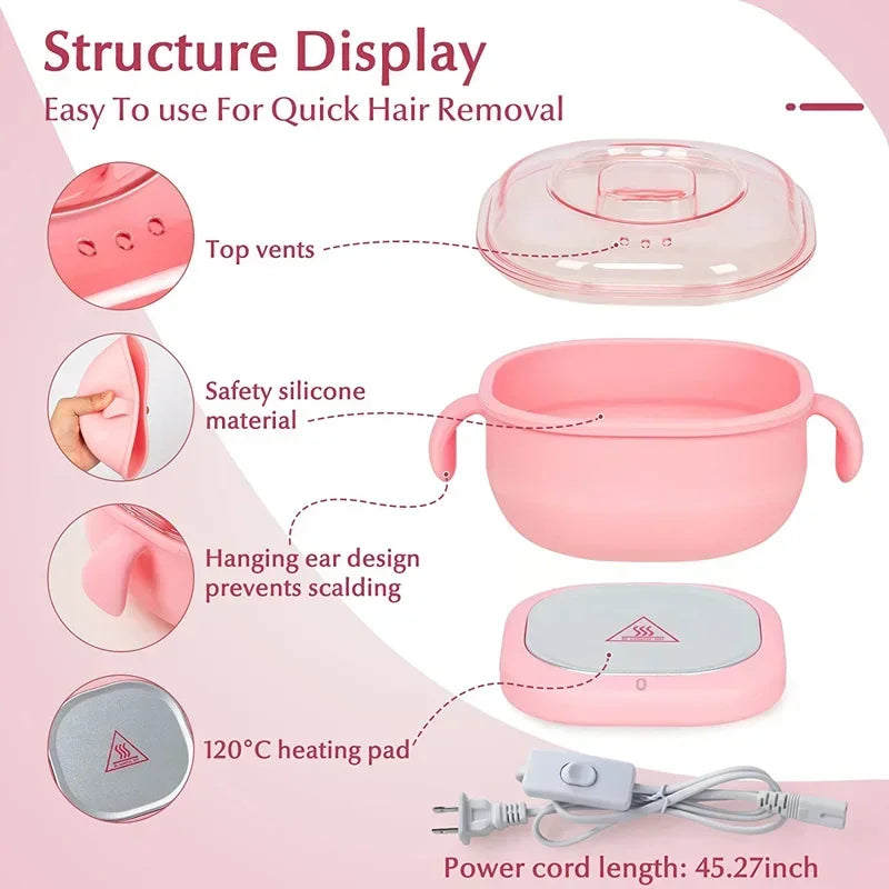 Foldable Wax Heater Hair Removal Wax Machine Portable Silicone Wax Warmer 400ML SPA Body Epilator Paraffin Wax Pot for Travel Act1ve Unlimited