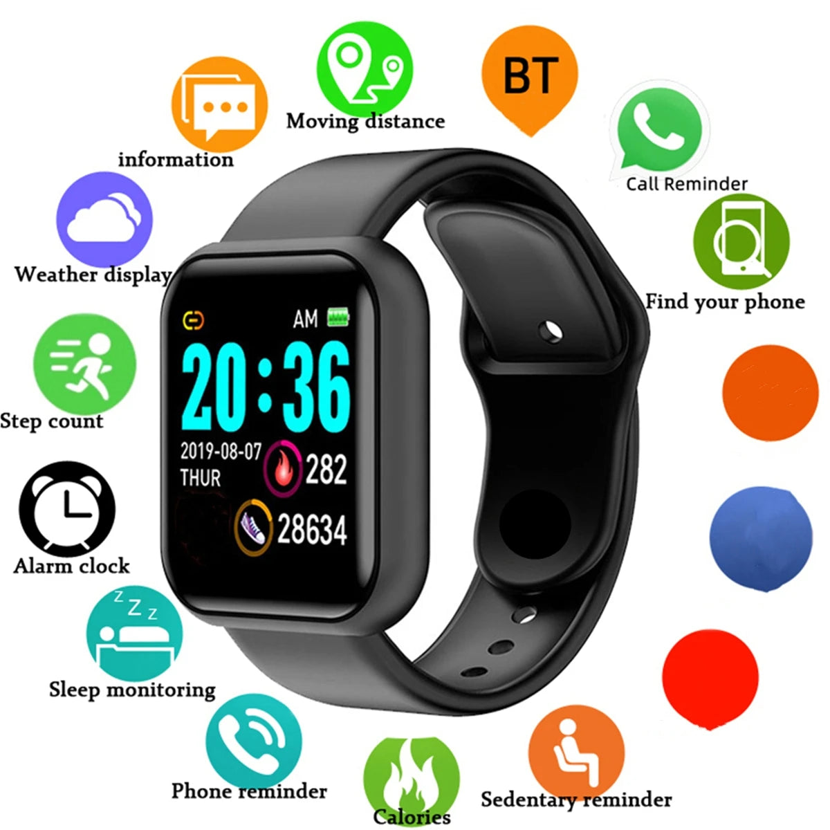 Smartwatch Men Women Wristwatches Smart Watch Message Fitness Monitor Bracelet Birthday Gift Electronic Clock For Android IOS Act1ve Unlimited