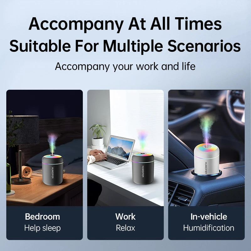 180ML Mini Air Humidifier USB Electric Aroma Diffuser Essential Oil Purifier Aromatherapy Mist Maker Lights For Car Home Bedroom Act1ve Unlimited