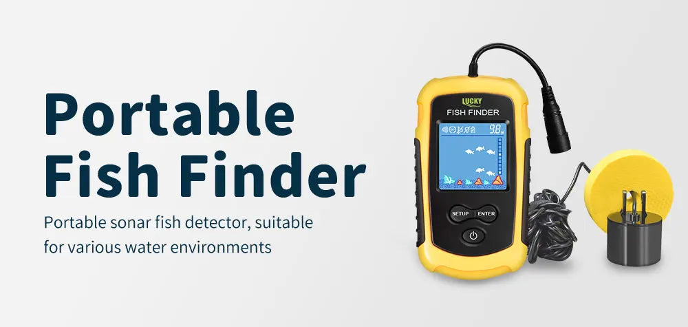 FFC1108-1 Alarm 100M Portable Sonar Fish Finders 45 degrees Sonar Coverage Echo Sounder Alarm Transducer Lake Sea Fishing Act1ve Unlimited