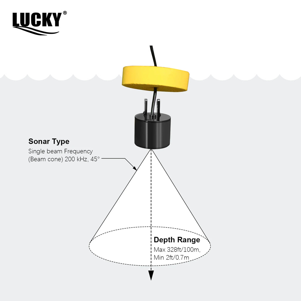 FFC1108-1 Alarm 100M Portable Sonar Fish Finders 45 degrees Sonar Coverage Echo Sounder Alarm Transducer Lake Sea Fishing Act1ve Unlimited