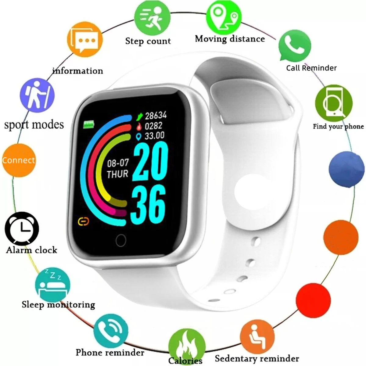 Smartwatch Men Women Wristwatches Smart Watch Message Fitness Monitor Bracelet Birthday Gift Electronic Clock For Android IOS Act1ve Unlimited