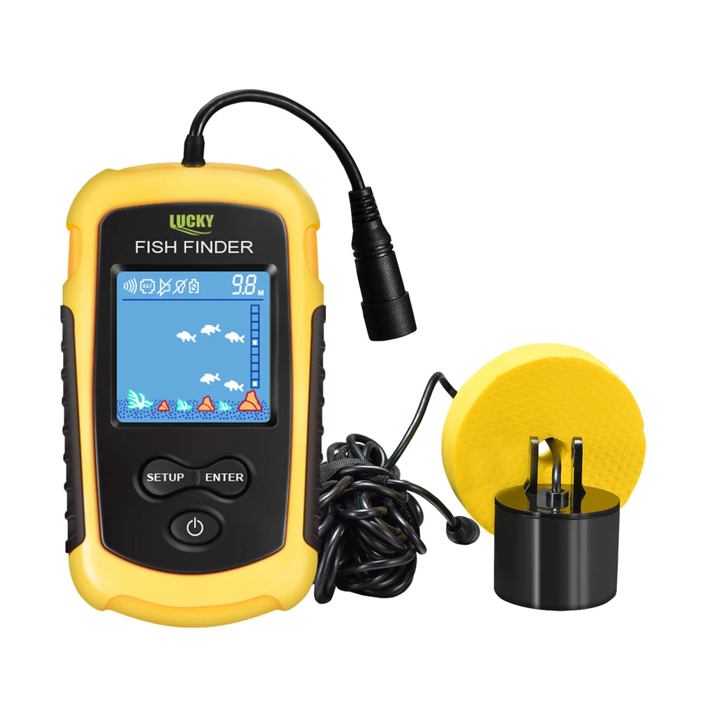 FFC1108-1 Alarm 100M Portable Sonar Fish Finders 45 degrees Sonar Coverage Echo Sounder Alarm Transducer Lake Sea Fishing Act1ve Unlimited
