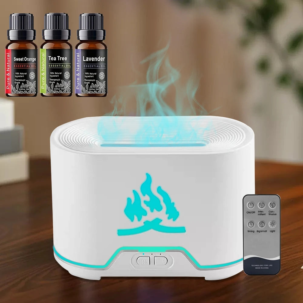 Ultrasonic Cool Mist Humidifier Wireless Remote Essential Oil Diffuser with Realistic Flame Effect Humidifier for Home Bedrooms Act1ve Unlimited