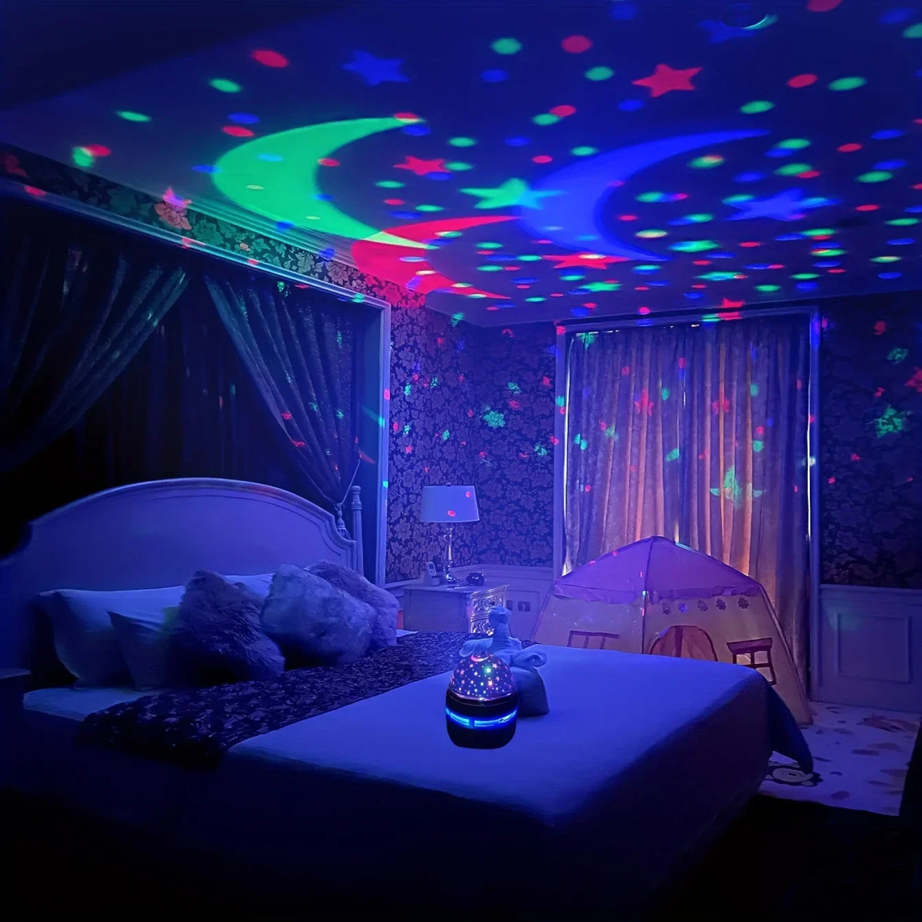 LED Starry Sky Night Lights USB Projector Lamp Magic Ball Moon Star Christmas Lights Home Room Atmosphere Decorations Act1ve Unlimited
