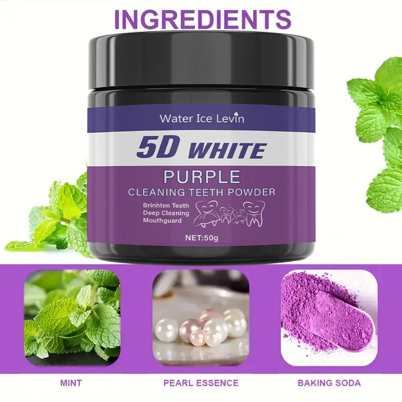 Purple Tooth Cleaning Powder - Sulfate-Free, Deep Cleaning and Polishing, Whitens Teeth in 5 Days, Portable for Daily Use and Travel Act1ve Unlimited