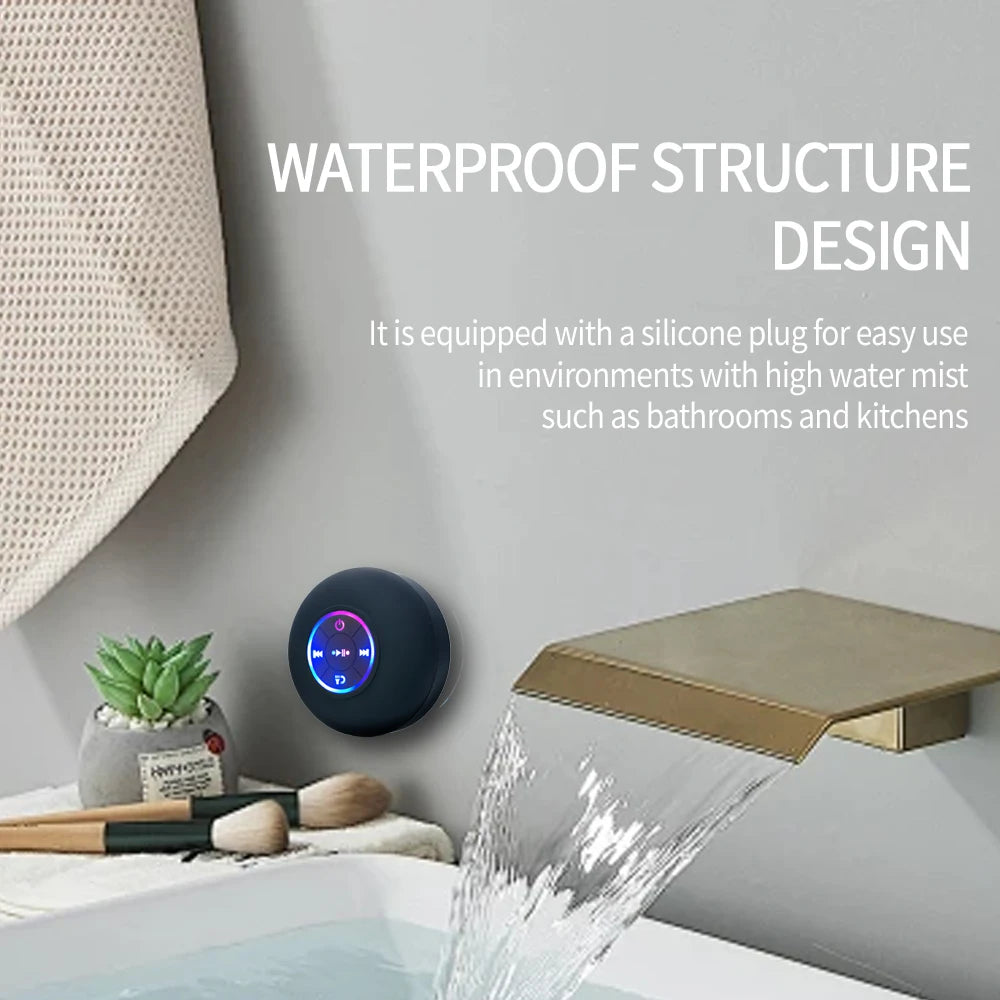 Portable Wireless Bluetooth Speaker LED Light IPX4 Waterproof Loudspeaker Outdoor Bathroom Large Suction Cup Stereo Sound Box Act1ve Unlimited