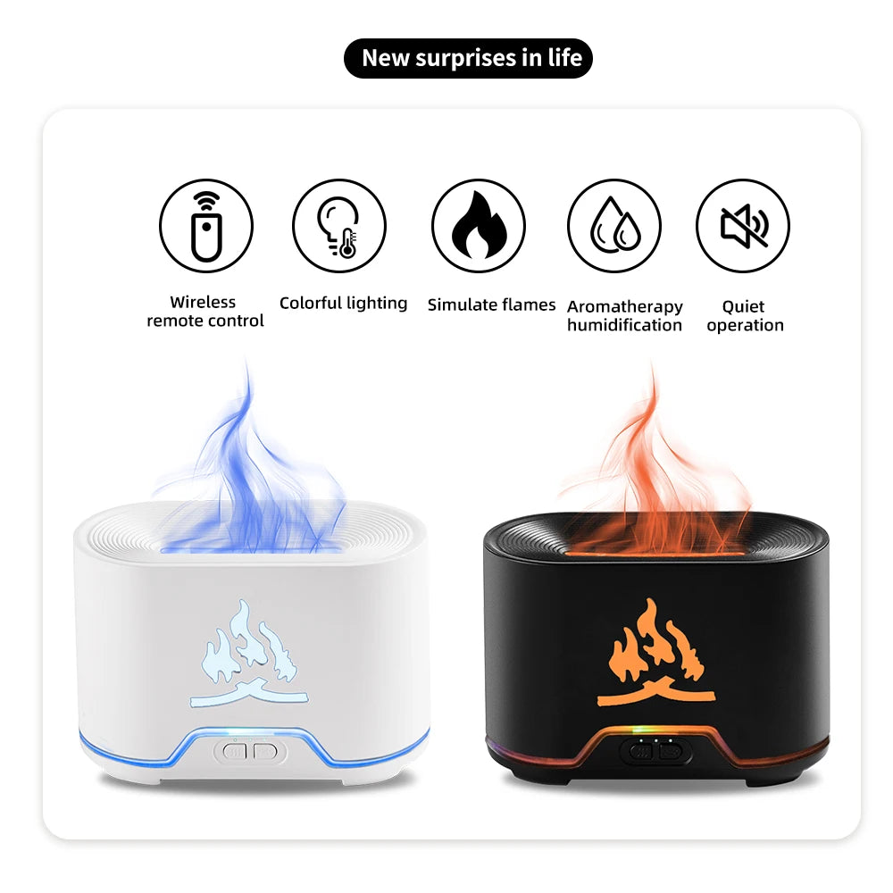 Ultrasonic Cool Mist Humidifier Wireless Remote Essential Oil Diffuser with Realistic Flame Effect Humidifier for Home Bedrooms Act1ve Unlimited
