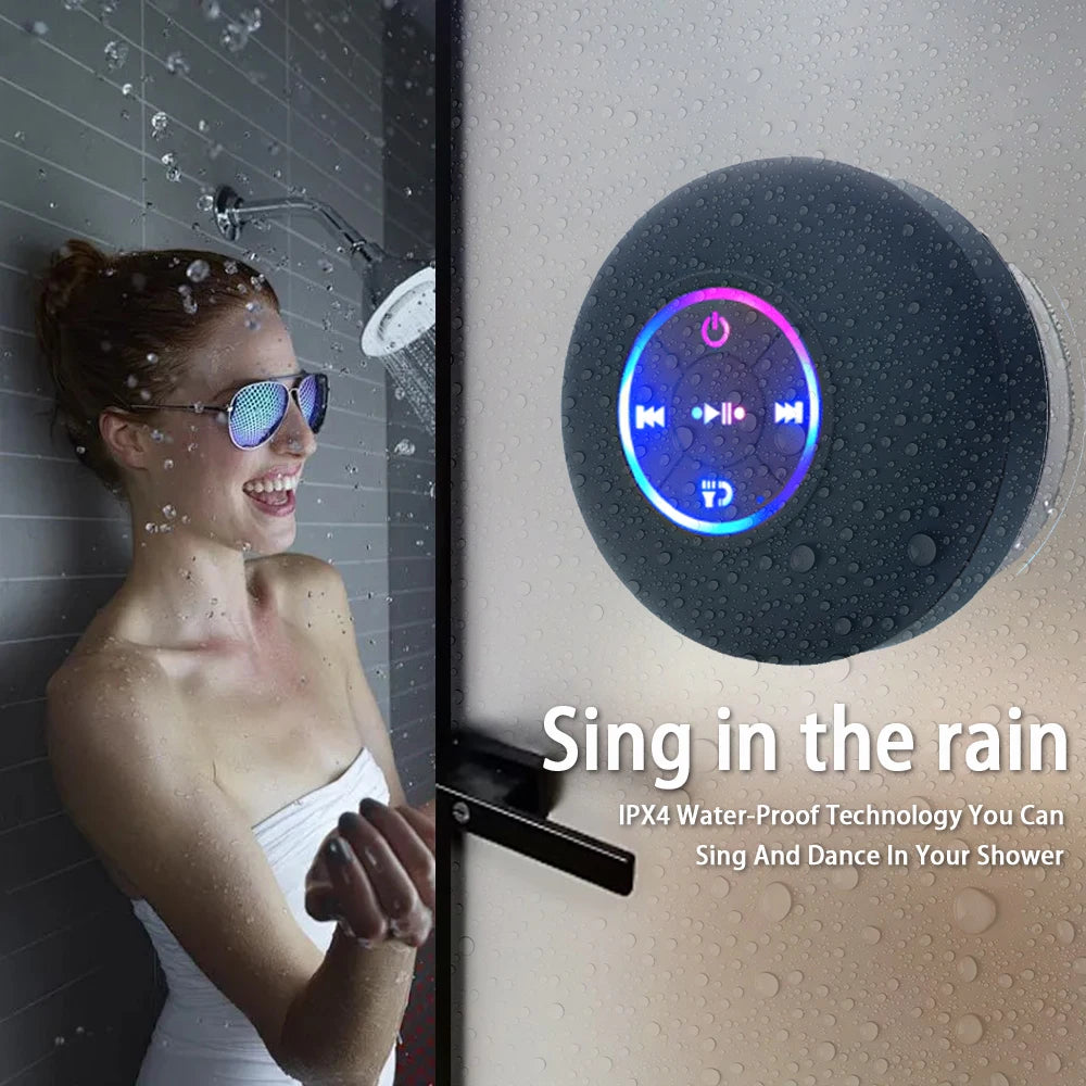 Portable Wireless Bluetooth Speaker LED Light IPX4 Waterproof Loudspeaker Outdoor Bathroom Large Suction Cup Stereo Sound Box Act1ve Unlimited