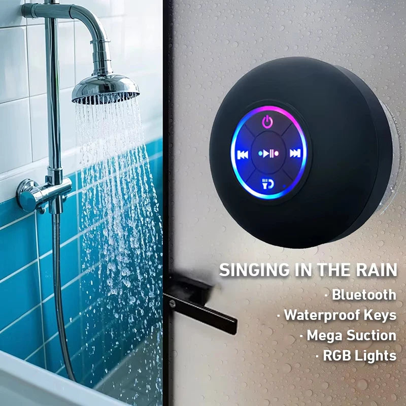 Portable Wireless Bluetooth Speaker LED Light IPX4 Waterproof Loudspeaker Outdoor Bathroom Large Suction Cup Stereo Sound Box Act1ve Unlimited