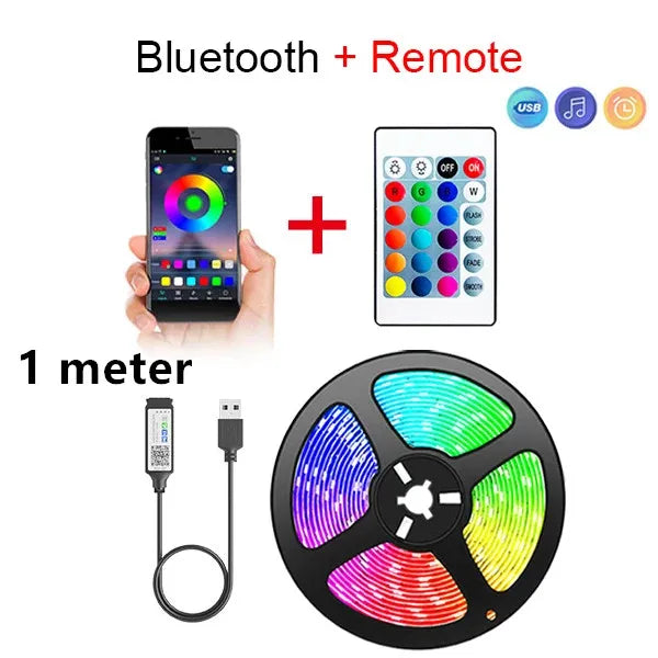 Bluetooth LED Strip Lights Smart SMD 5050 APP Remote Control Flexible Ribbon Diode Lamp Tape TV Backlights Game Room Home Decor Act1ve Unlimited