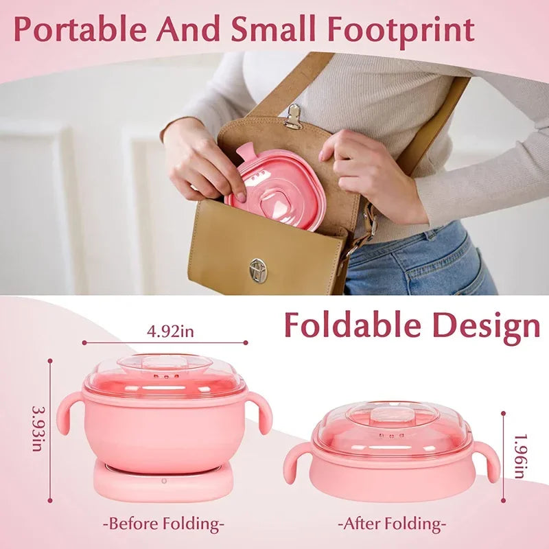 Foldable Wax Heater Hair Removal Wax Machine Portable Silicone Wax Warmer 400ML SPA Body Epilator Paraffin Wax Pot for Travel Act1ve Unlimited