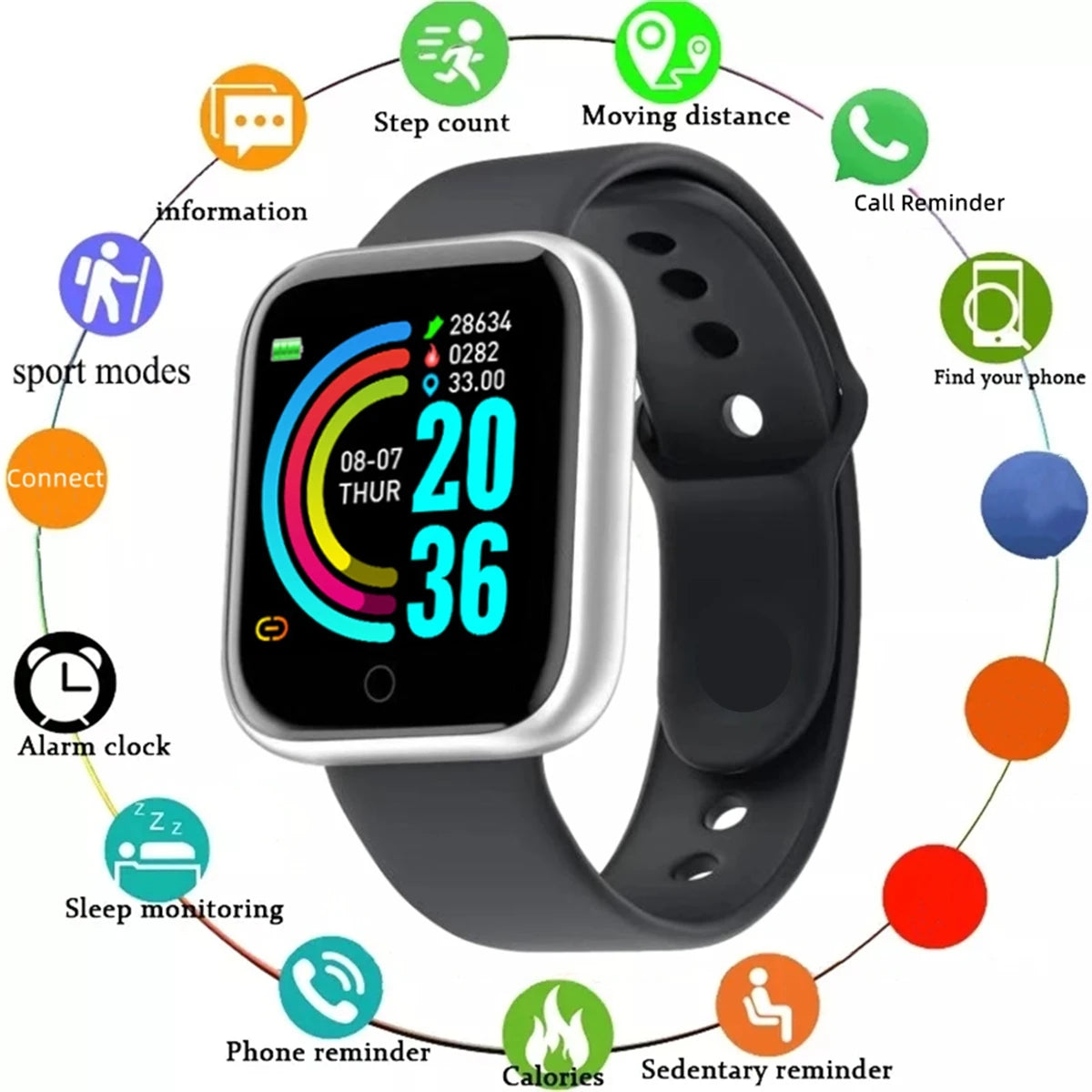 Smartwatch Men Women Wristwatches Smart Watch Message Fitness Monitor Bracelet Birthday Gift Electronic Clock For Android IOS Act1ve Unlimited