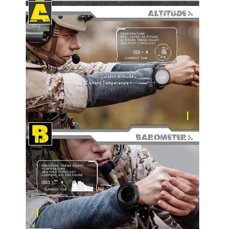 NORTH EDGE Men's sport Digital watch Hours Running Swimming Military Army watches Altimeter Barometer Compass waterproof 50m Act1ve Unlimited