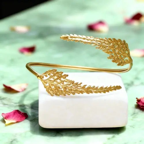 Fern Leaf Bracelet: Adjustable Gold-Plated Brass, Nature Inspired Act1ve Unlimited