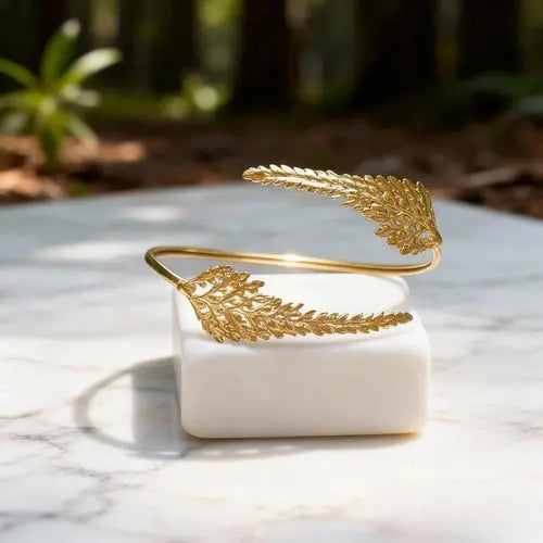 Fern Leaf Bracelet: Adjustable Gold-Plated Brass, Nature Inspired Act1ve Unlimited