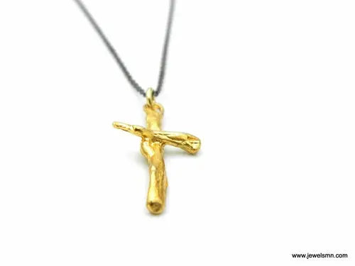 Gold Twig Cross Necklace: Olive Branch Pendant, Symbol of Peace Act1ve Unlimited