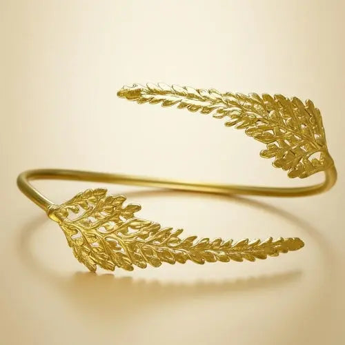 Fern Leaf Bracelet: Adjustable Gold-Plated Brass, Nature Inspired Act1ve Unlimited